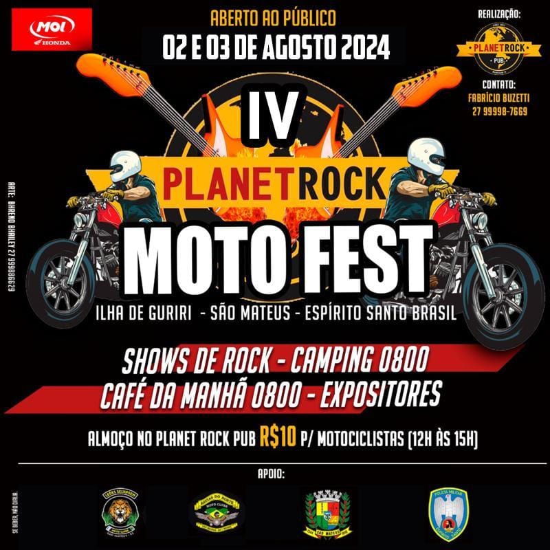 Imagem do evento 4º PLANET ROCK MOTO FEST na região da Pousada Guriri